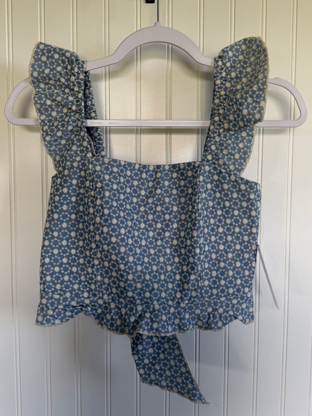 Kirious Blue with Embroidery Crop Top Size XS Flirty, Bodycon, Party, Beach